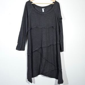 Flutter Squeak Black and Gray Striped Dress